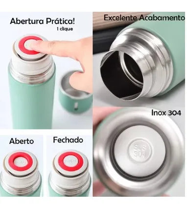 Conjunto Frascos a Vácuo De Aço Inox C/ Garrafa 500ml