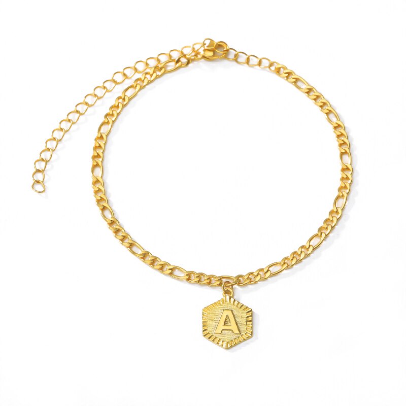 Pulseira Para Pés Com Inicial - Ouro 18K