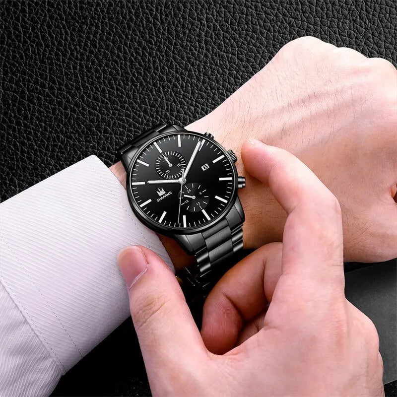 Relógio de Quartzo Minimalista + Pulseira Luxury Men