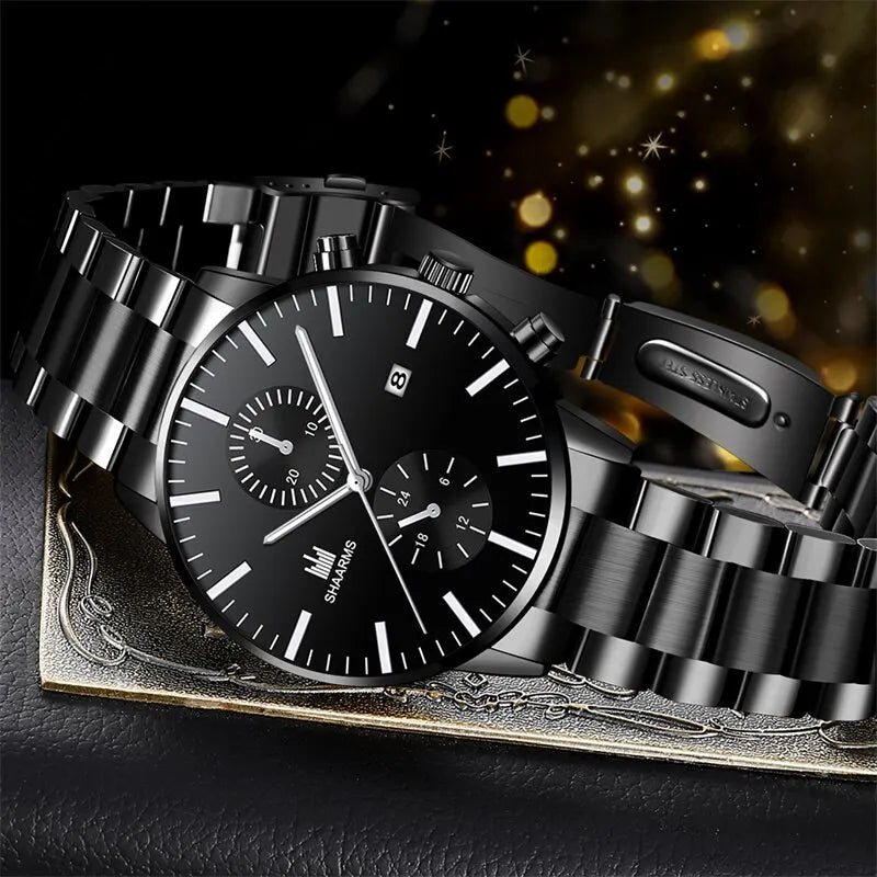 Relógio de Quartzo Minimalista + Pulseira Luxury Men
