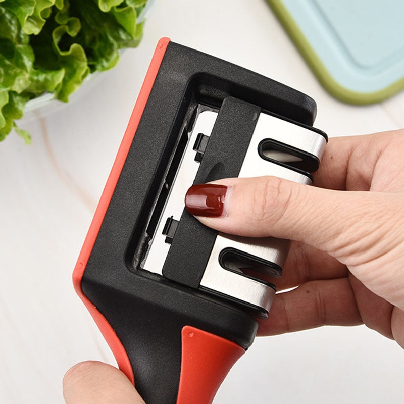 Knife Sharpener Handheld Multi-function 3 Stages Type Quick Sharpening Tool With Non-slip Base Kitchen Knives Accessories Gadget - SeletoPlus