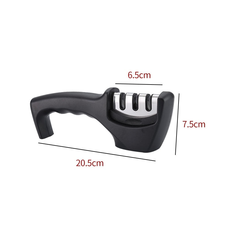 Knife Sharpener Handheld Multi-function 3 Stages Type Quick Sharpening Tool With Non-slip Base Kitchen Knives Accessories Gadget - SeletoPlus