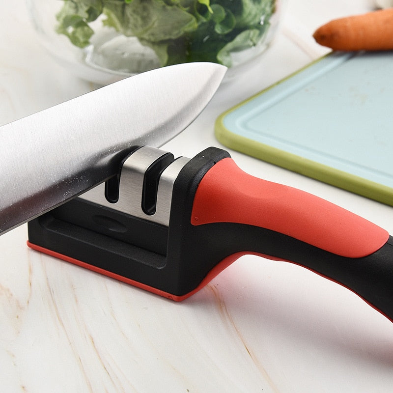 Knife Sharpener Handheld Multi-function 3 Stages Type Quick Sharpening Tool With Non-slip Base Kitchen Knives Accessories Gadget - SeletoPlus